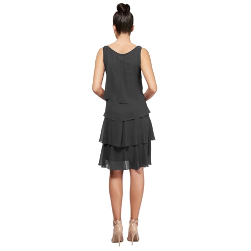 Image of S.L. Fashions Womens Tiered Cocktail Party Dress, Wedding Guest Gown (Petite and Regular Sizes)