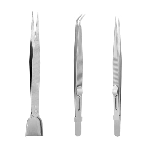 3Pcs Cake Decorating Tools Set, Stainless Steel Straight & Bent Tweezers, Shovel Head Tweezers Professional Sprinkles Tools For Baking Cupcake Cookies Decor