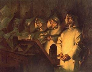 Peinture à l'huile Les Matines a la Grande Chartreuse, l'art de Chartran pour habiller un mur vide