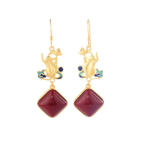 Boucles d'oreilles Hetian jade agate rouge légères pour oreilles sensibles