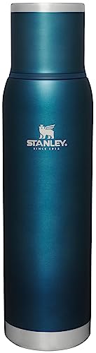 Image of Stanley Adventure-To-Go Vacuum Bottle 1.4 qt | Wide Mouth with Leakproof Cup Lid | Keep Drinks Hot or Cold | Packable for Travel | Insulated Stainless Steel Thermal Bottle | BPA-Free | Blue Glow