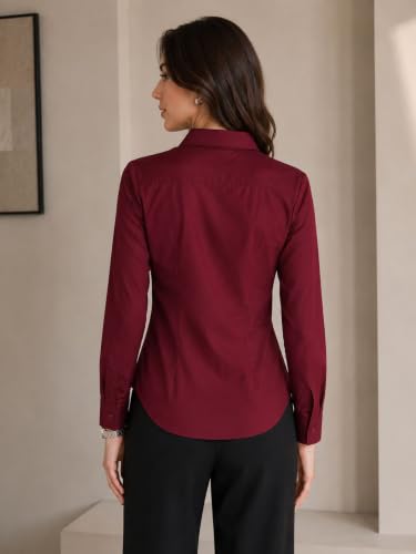 Image of OOMPH! Women's Cotton Solid Formal Shirt | Slim Fit Full Sleeve Button-Down Office Shirt | Spread Collar Smart Casual Workwear Top