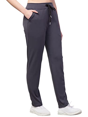 Image of BLUECON Women's Plain Solid Regular Fit Straight Leg Open Bottom Polyester Track Pant /Plazo Pant with Brand Logo
