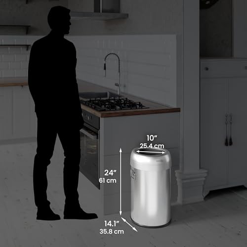 Image of iTouchless 13 Gallon Dual-Deodorizer Trash Can and Recycle Bin Stainless Steel Commercial Grade, Large 10 Inch, Home, Restaurant, Restroom, Office, Open Top, Round