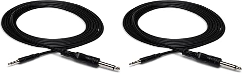 Cable Hosa 1/4" TS a 3.5 mm TRS Mono 5 pies Pack de 2 miniatura 1
