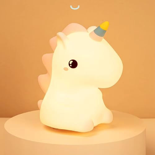 HUMAIZAR Unicorn Night Light Silicone Nursery Lamp – USB Rechargeable LED Color Changing Bedside Lamp for Kids Room, Baby Decor, Boys Girls Gifts, Birthday & Christmas Present