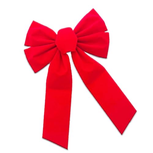 Febbya Grand Noeud Papillon De Noel Rouge Vif Gros,pour Sapin Porte Cheminée，Noeud Voiture Mariage Décoration，Neud De Papillon sans Montage 23x27cm