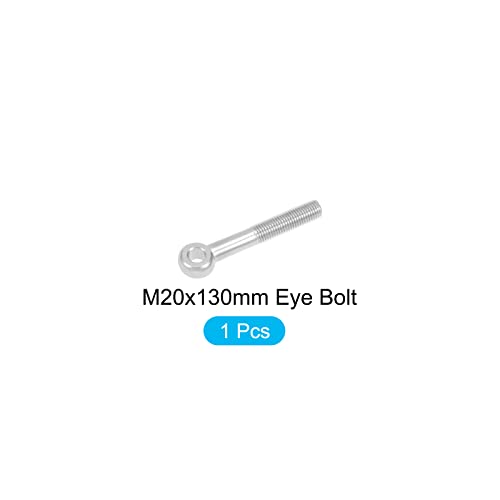 Image of METALLIXITY Shoulder Swing Lifting Bolt (M20x130mm) 1Pcs, 304 Stainless Steel Eye Bolts - for Home Renovation, Pipeline Gate Valves Fasteners, Silver