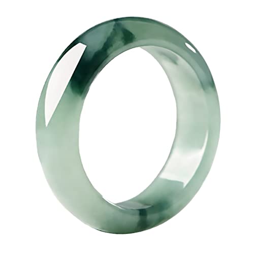 BJIMIDTI Jade Rings- Green Natural A Grade Jade Band Ring 100% Genuine Burma Jade Rings for Women, Real Good Luck Jadeite Ring Jewelry Gifts, Green,Size 9