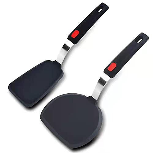 Espátula de silicona flexible, paquete de 2, espátula de silicona clásica, utensilios de cocina resistentes al calor para cocinar y hornear Cover