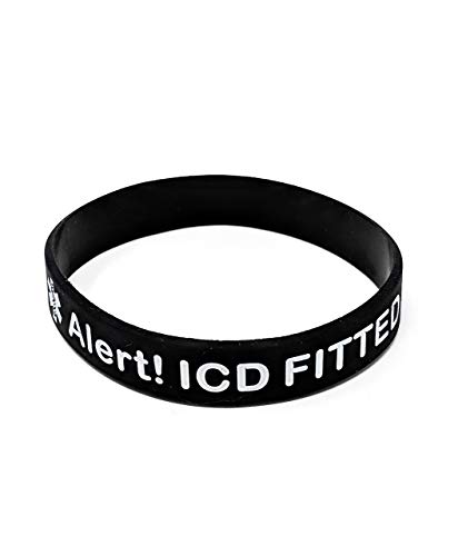 Alert ICD Fitted Wristband Medical Alert Silicone Wristband Bracelet (Gift Box Goodies) UK (Black)