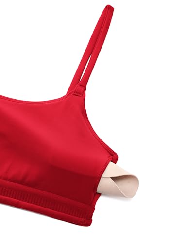 Image of CRZ YOGA Butterbreeze Scoop Neck Sports Bras | Medium Support, Removable Pads, Training, Fast Dry, Spaghetti Straps, U Back, for Women