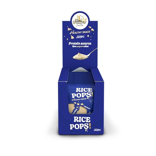 Mr. Popper’s® Rice Pops caja 12 * 40 g – Tortita de arroz crujiente con cobertura sabor yogurt, alta en proteína y rica en fibra, sin gluten