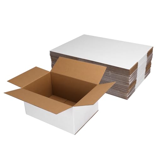 Hoikwo 10x7x5 Inches Small White Shipping Boxes Set of 40, Sturdy Cardboard Boxes for Small Business for Packaging Mailing