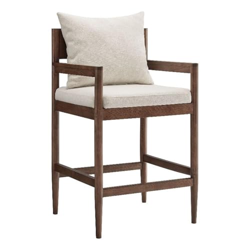 Modway Remington 26 Inch Counter Height Stool in Salt – Modern Upholstered Counter Wood Kitchen Island Chair with Back, Armrests and Cushion by Modway - Used condition - US$159.44