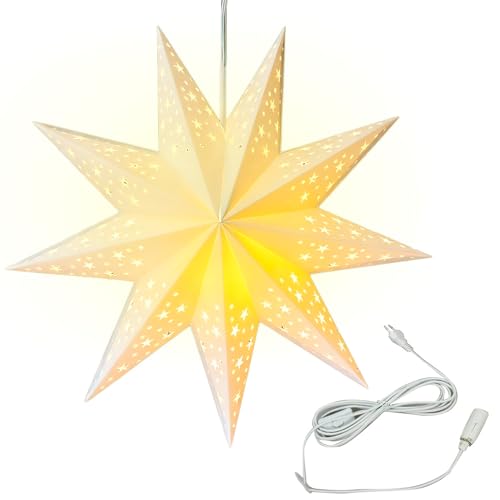Dhqkqg Weihnachtsstern Beleuchtet, 3D Stern Fenster, 45CM Papiersterne zum...