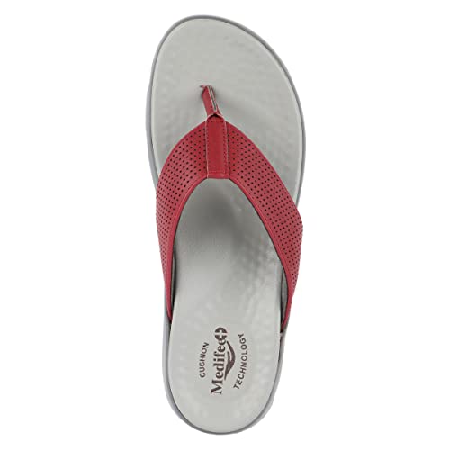 Image of Medifeet Broad Strap Cushioned Leather Slippers for Women