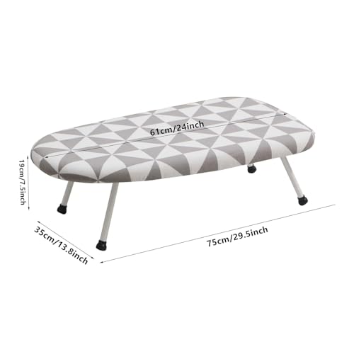 Image of Handcuffs Ironing Board Tabletop Ironing Stand with Foldable Legs | Portable Mini Iron Table for Small Spaces Dorms & Laundry Rooms (Grey /White)