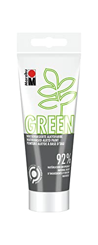 Marabu 14500050174 - GREEN LINE Alkyd-Farbe, schiefer, 100 ml Malfarbe auf Wasserbasis, klimaneutral, matt, lichtecht, wetterfest (nach 24h Durchtrocknung), 92 % aus natürlichen Rohstoffen