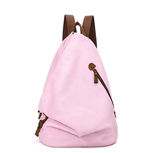 KL928 Canvas Vintage Backpack – Large Casual Daypack Outdoor Travel Rucksack Hiking Backpacks for Men Women 6882-canvas-pink