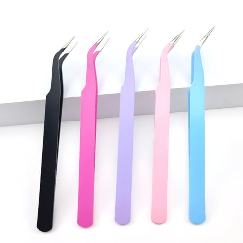 5 Pcs Stainless Steel Curved Craft Tweezers, Multipurpose Curved ...