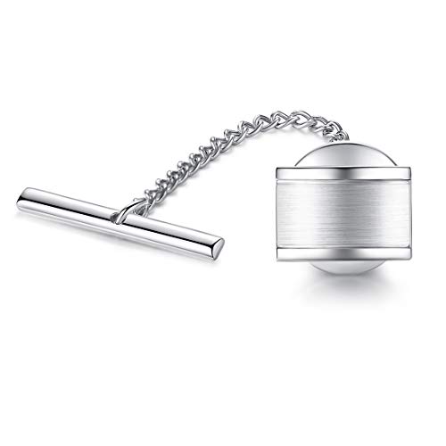 HONEY BEAR Tie Tack with Chain - Stainless Steel for Men Necktie Accessory Business Wedding Gift