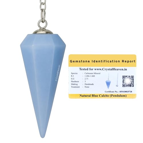 Image of Certified Blue Calcite Pendulum Dowsing Tool - Natural Crystal Pendulum for Spiritual Guidance - Premium Dowser Pendulum for Accurate Divination and Energy Healing - Perfect for Energy Healing and Chakra Balancing - Handcrafted with Precision and Elegance