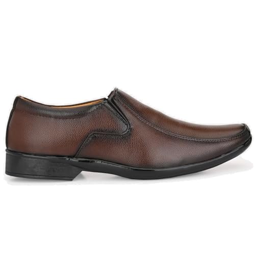 Image of Leatherkraft Panelled Formal Slip-On Shoes