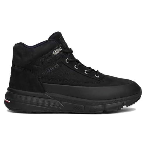 Tommy Hilfiger Botas Hombre Warm Nubuck Hybrid de Piel, Negro (Black), 40 EU
