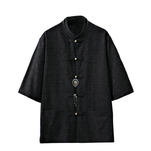 Costume antique de style chinois pour homme coton lin manches 3/4