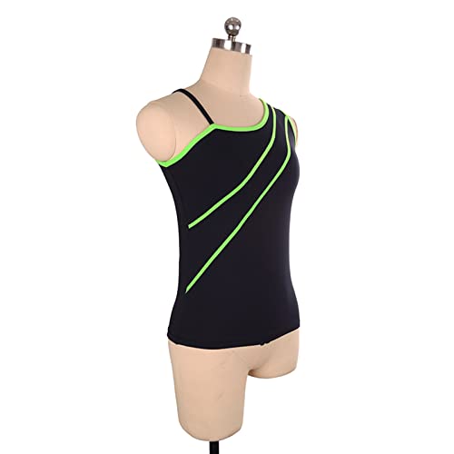Tops de treinamento de patinação artística, linhas simples sem mangas, alças finas, adultos, criança