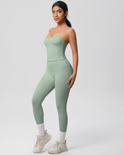 Women 2 Piece Workout Sets Padded Sports Bra Tank Matching High Waist Booty Lifting Leggings Sets Gym Sets4