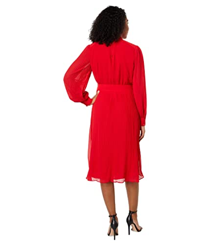 Image of Maggy London Women's Women's Mock Neck Pleated Georgette Dress with Belt