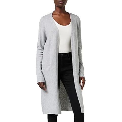 VERO MODA Damen Strickjacke Doffy knielanger Cardigan 10215434 Light Grey Melange L Cover