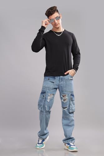 Image of ADRO Full Sleeve Tshirt for Men | Colorblock T Shirt for Men | 100% Cotton Tshirt | Full Sleeve Regular Fit T-Shirt | Men's Full Sleeves T Shirts