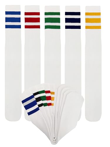 Tube with Stripes, Retro Style Old-fashioned Socks Skater 5 pairs Stripe Mens Old fashion