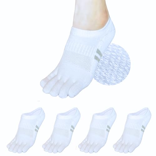 soxsense Cushion No Show Toe Socks For Women Five Finger Socks Low Cut Athletic Running Socks 4 Pairs