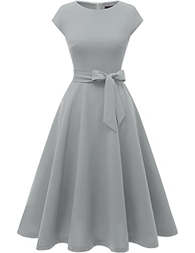 Image of DRESSTELLS Women's Cocktail Dresses, Formal Wedding Guest Modest Church Vintage Tea Party Midi Evening Dress