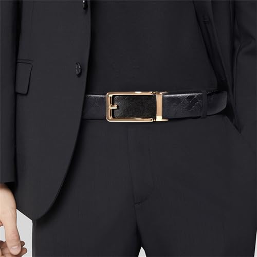Image of Barry.Wang Mens 2 Pack Ratchet Belts Leather Adjustable 1 3 /8 inch Gift Box | Smooth Sliding,Trim to Fit,Click Belt Set for Dress Casual,Fashion Classic,Business,Birthday,Anniversary,Halloween,Christmas