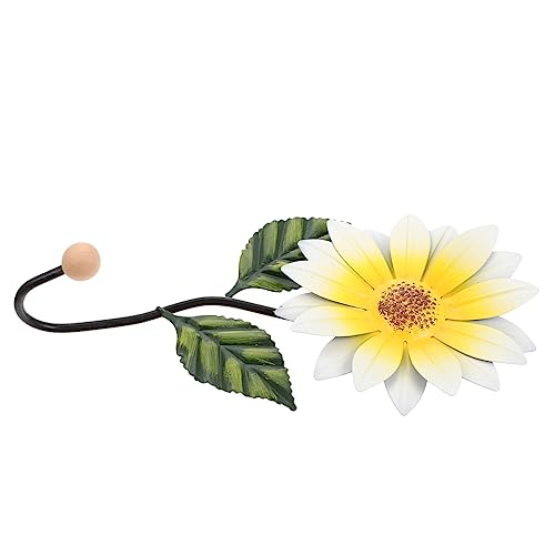 OFFSCH Wall Hanging Hook Sunflower Wall Decor with Clothes Hanging Hooks Rustic Iron Flower Art for Home Decoration Design
