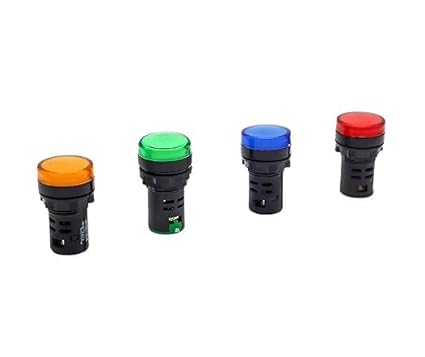 SP Electron 22 Mm Round Plastic Single Phase Control Panel LED Indicator Light (Pack of 4 Color)