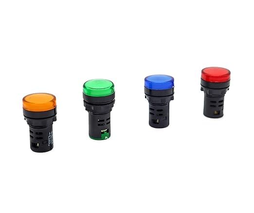SP Electron 22 Mm Round Plastic Single Phase Control Panel LED Indicator Light (Pack of 4 Color)