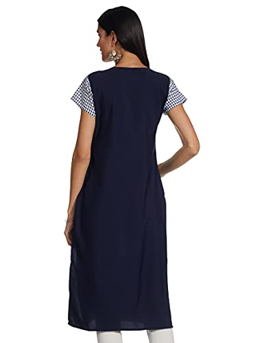 Image of ALC Creations Women's Crepe Printed Straight Kurti(ALC9095N Blue XXL)