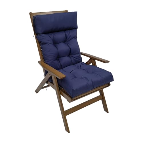 YISLEND Indoor Outdoor High Back Chair Cushion, 49’’ x 21’’Waterproof Wicker Tufted Rocking Chair Cushion with Ties, Replacement Seat Cushion Deep Seat Patio Cushions for Patio Furniture (Navy)