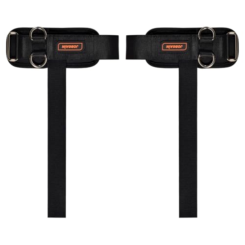 JOBGAIN 1 Pair Weight Lifting Straps with D Rings for Cable Machine Workout, Neoprene Padded Wrist Straps for Weightlifting Deadlifting, Non-Slip Wrist Support for Men Women, Black