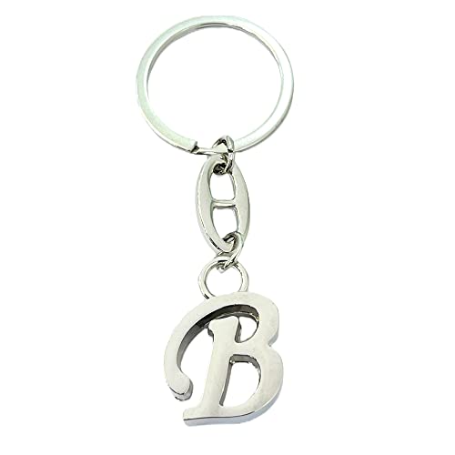 AUGEN Stainless Steel Alphabet Letter B Keychain Metal Initials For Car & Bike Gifting With Key Ring Anti-Bust (Pack Of 1) - 2