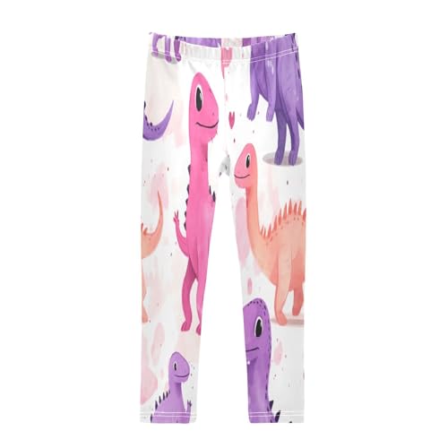 Bolaz Toddler Girls Leggings Printed Yoga Pants Leggings Orange Pink Purple Dinosaurs for Kids