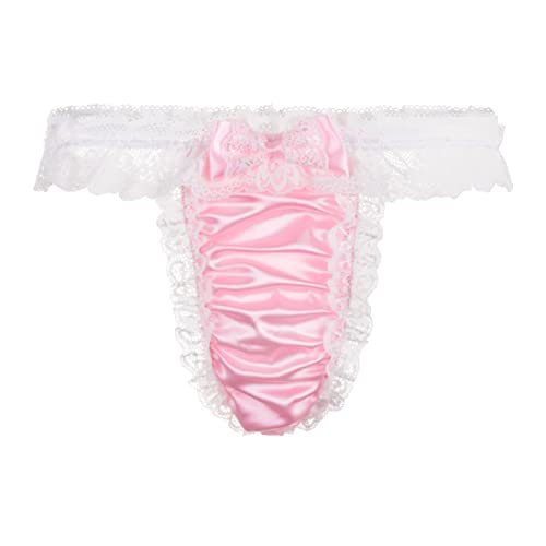 Satini Men's Satin Frilly Sissy Thong Tanga Knickers Briefs Panties