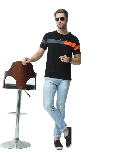 REYA Mens Cotton Printed Half Sleeve Regular fit Round Neck T-Shirt