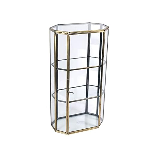 By SIGRIS Vitrina Dorado de Metal Y Cristal 34X11X18cm Caja y Joyero Maleta Decoracion Maleta Vintage Decoracion